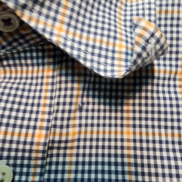 J. McLaughlin Men's Blue / Orange Multi Color Plaid Button Down Size M - Picture 5 of 14